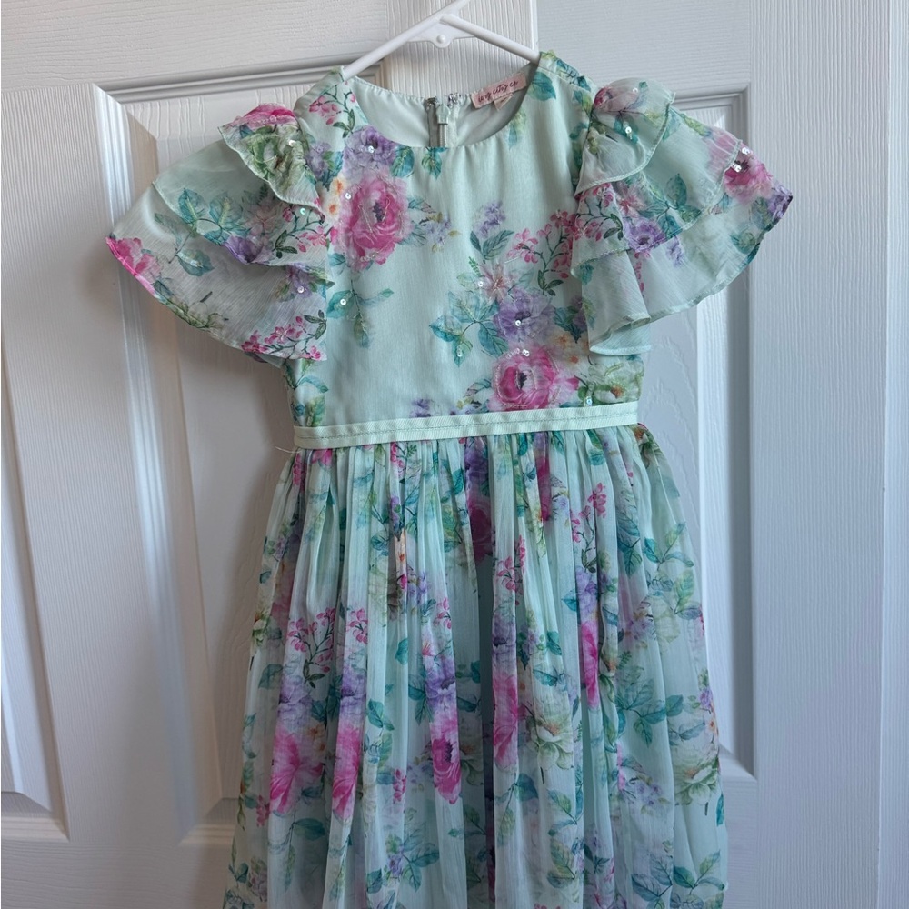 Ivy City Co Floral Kids Dress in Mint and Pink Gianna
